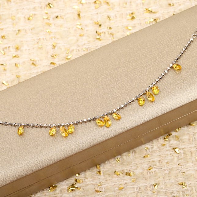 Women's 925 Sterling Silver Yellow Diamond Tears & Stars Bracelet – Elegant Sparkling Design - Image 3