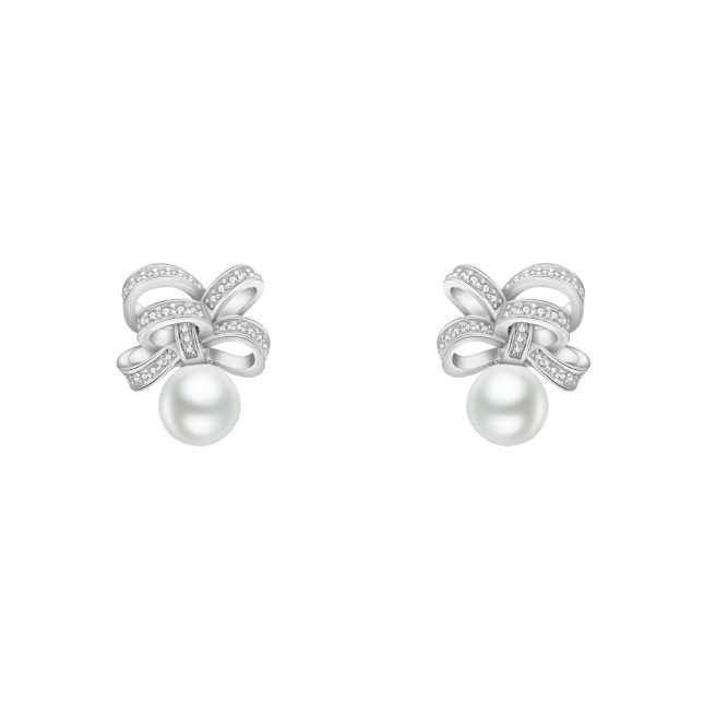 Elegant Women's 925 Sterling Silver Bow Pearl Earrings – Classic & Timeless Design