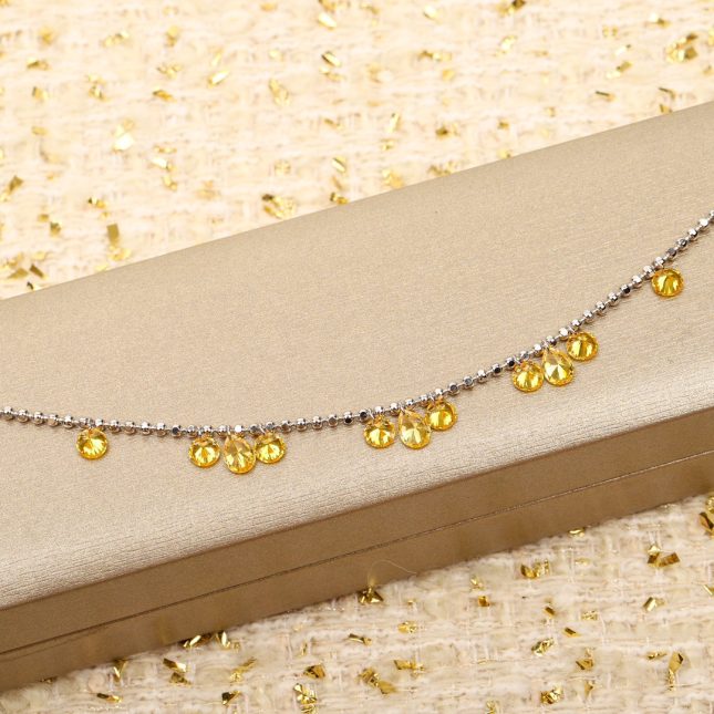 Women's 925 Sterling Silver Yellow Diamond Tears & Stars Bracelet – Elegant Sparkling Design - Image 4