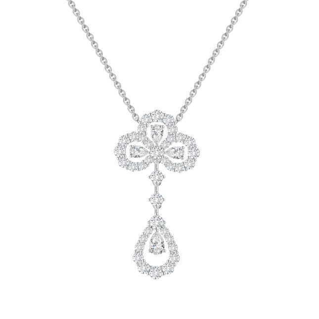 Elegant Women's 925 Sterling Silver White Diamond Garden Necklace – Timeless Floral Design