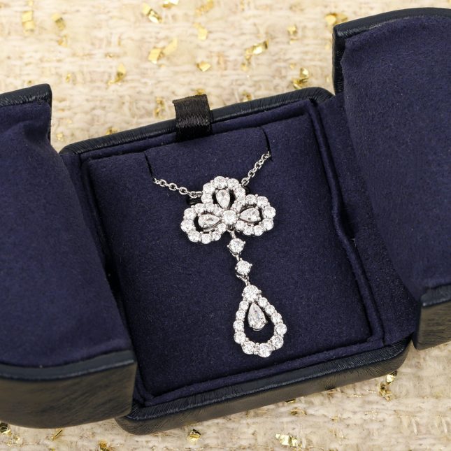 Elegant Women's 925 Sterling Silver White Diamond Garden Necklace – Timeless Floral Design - Image 3